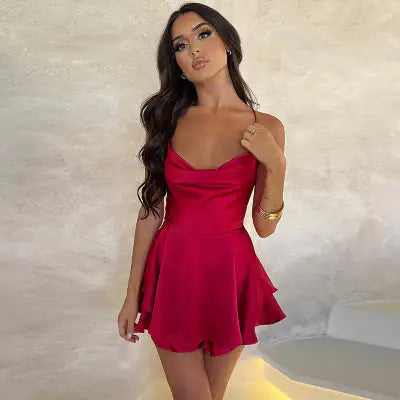 Luxialy Backless Satin Dress