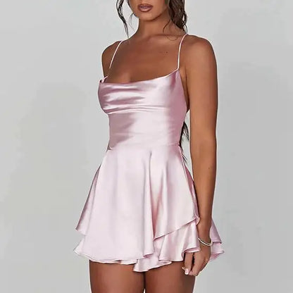 Luxialy Backless Satin Dress